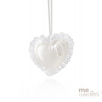 AUSTRALIAN MADE Deluxe Padded Heart with Lace Border White