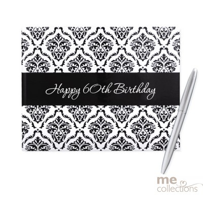 60th Birthday Damask Guest Book