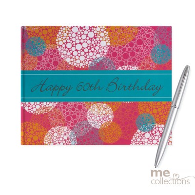 60th Birthday Pink and Orange Guest Book