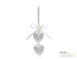 Double Miniature Metal Hearts in Silver