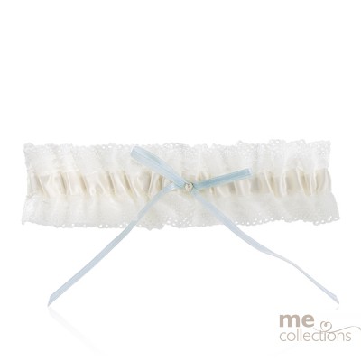 Ivory Garter with Blue Bow 