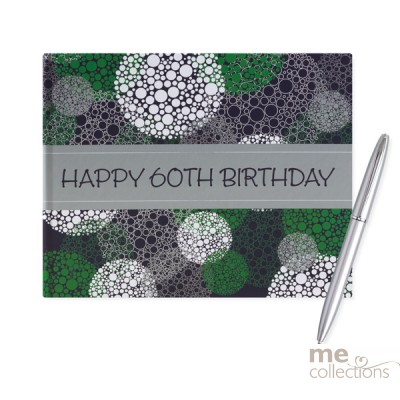 60th Birthday Green and Grey Guest Book