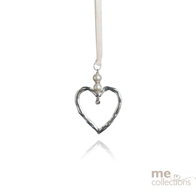 NEW Open Pressed Silver  Heart with diamante