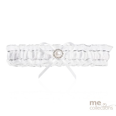 White Organza Garter With Pearl