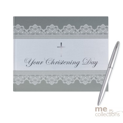 Your Christening Day Silver Foil Guest Book