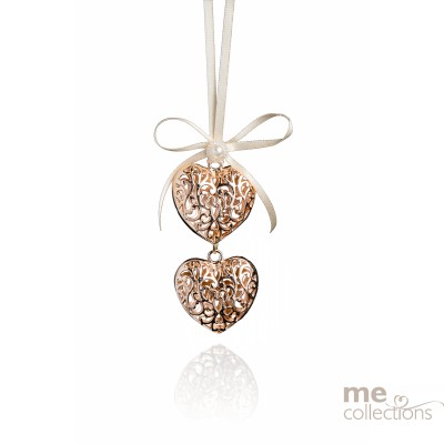 Double Miniature Metal Hearts in Rose Gold 