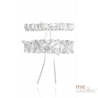 Light Ivory Satin and Diamante Double Garter Set