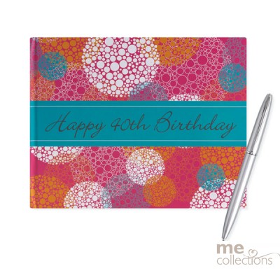 40th Birthday Pink and Orange Guest Book