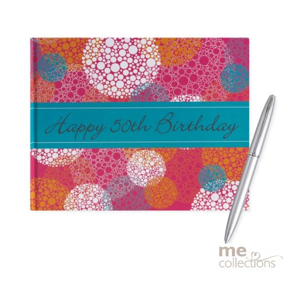 50th Birthday Pink and Orange Guest Book